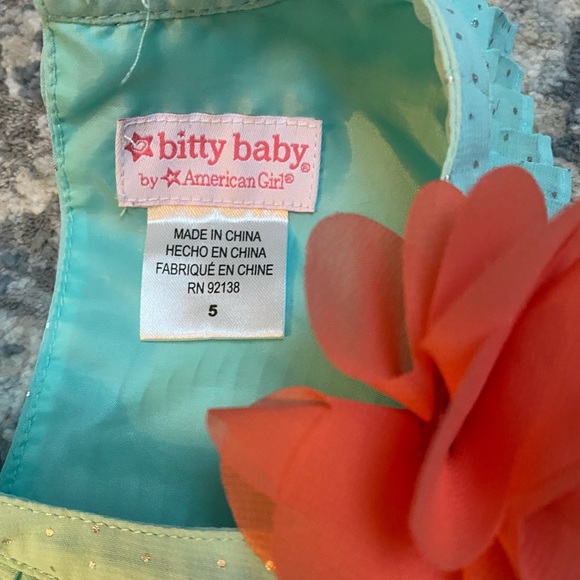 Girls size 5 Bitty Baby by American Girl pleated aqua dress - Picture 4 of 4